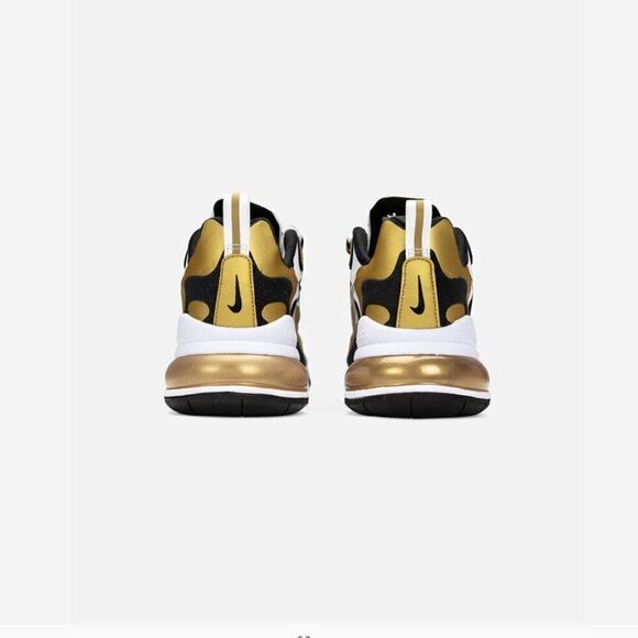 Nike Air Max 270 React Metallic Gold Sneakers Size 7.5 - Picture 4 of 14